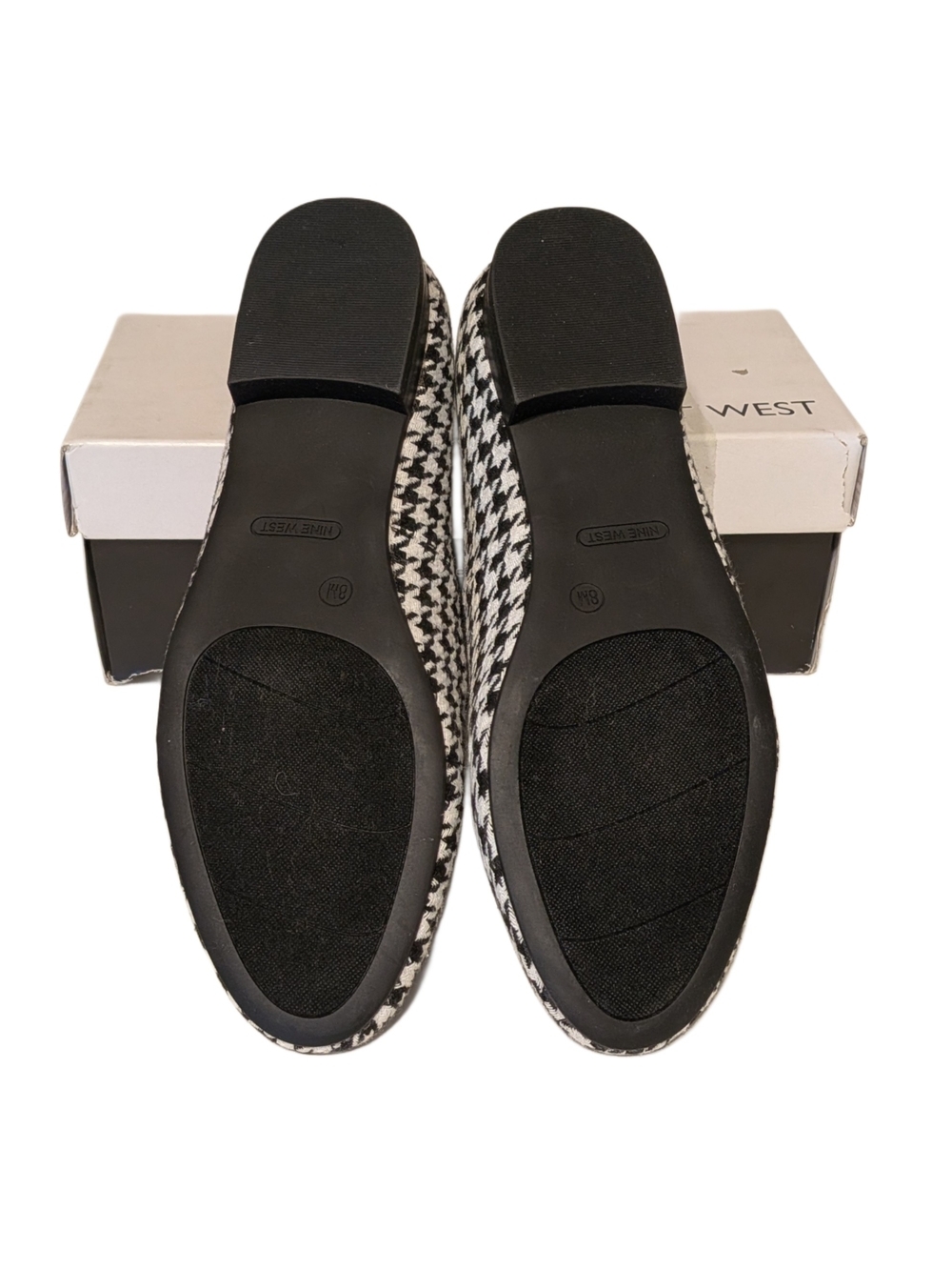 Nine West Renold2 Womens 8M Black White Houndstooth Smoking Loafers Flats - Picture 4 of 9